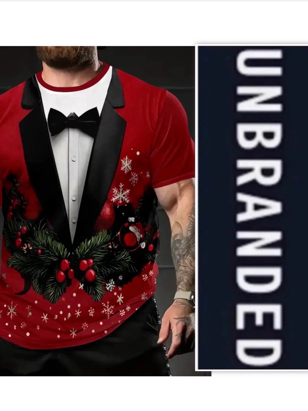UNBRANDED Men's Christmas Tuxedo 3D Print T-Shirt